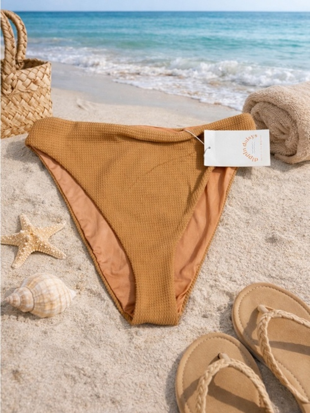 Dippin Daisy’s Tan Textured Bikini Bottom NWT Medium Beach Swim